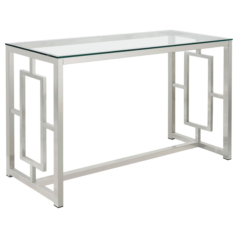 Merced Rectangle Glass Top Sofa Table Nickel - Theo's Factory Direct Mattress & Furniture (Columbus, OH)