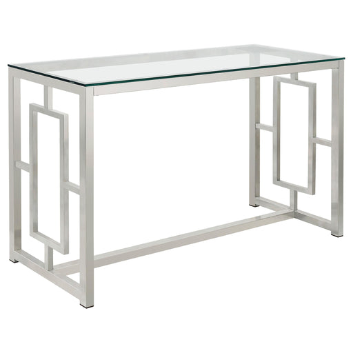 Merced Rectangle Glass Top Sofa Table Nickel - Theo's Factory Direct Mattress & Furniture (Columbus, OH)