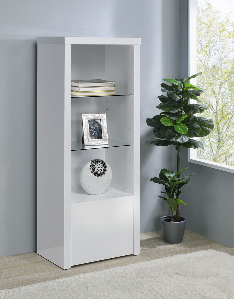 Jude 3-shelf Media Tower With Storage Cabinet White High Gloss - Theo's Factory Direct Mattress & Furniture (Columbus, OH)