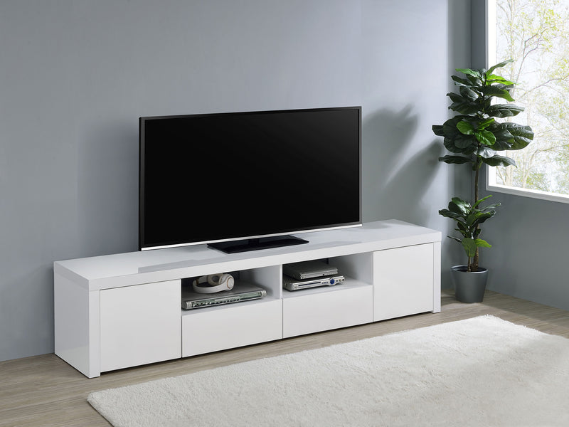 Jude 2-door 79" TV Stand With Drawers White High Gloss - Theo's Factory Direct Mattress & Furniture (Columbus, OH)