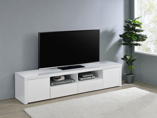 Jude 2-door 79" TV Stand With Drawers White High Gloss - Theo's Factory Direct Mattress & Furniture (Columbus, OH)