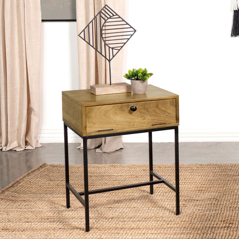 Stephie 1-drawer Rectangular End Table Honey Brown - Theo's Factory Direct Mattress & Furniture (Columbus, OH)