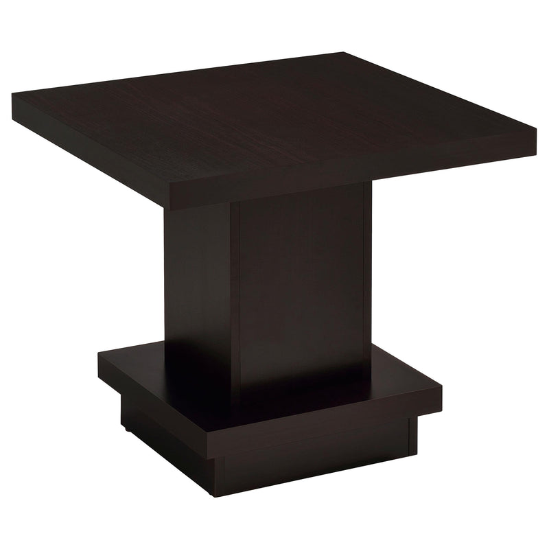 Reston Pedestal Square End Table Cappuccino - Theo's Factory Direct Mattress & Furniture (Columbus, OH)