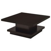 Reston Pedestal Square Coffee Table Cappuccino - Theo's Factory Direct Mattress & Furniture (Columbus, OH)
