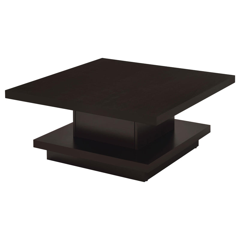 Reston Pedestal Square Coffee Table Cappuccino - Theo's Factory Direct Mattress & Furniture (Columbus, OH)