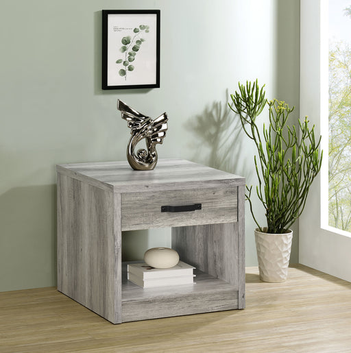 Felix 1-drawer Square Engineered Wood End Table Grey Driftwood - Theo's Factory Direct Mattress & Furniture (Columbus, OH)