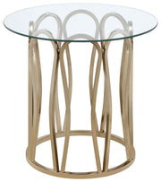 Monett Round End Table Chocolate Chrome and Clear - Theo's Factory Direct Mattress & Furniture (Columbus, OH)