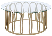 Monett Round Coffee Table Chocolate Chrome and Clear - Theo's Factory Direct Mattress & Furniture (Columbus, OH)