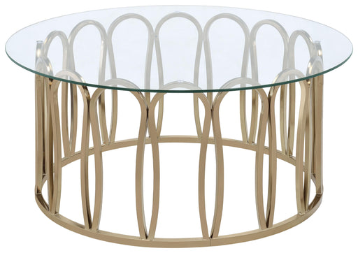 Monett Round Coffee Table Chocolate Chrome and Clear - Theo's Factory Direct Mattress & Furniture (Columbus, OH)