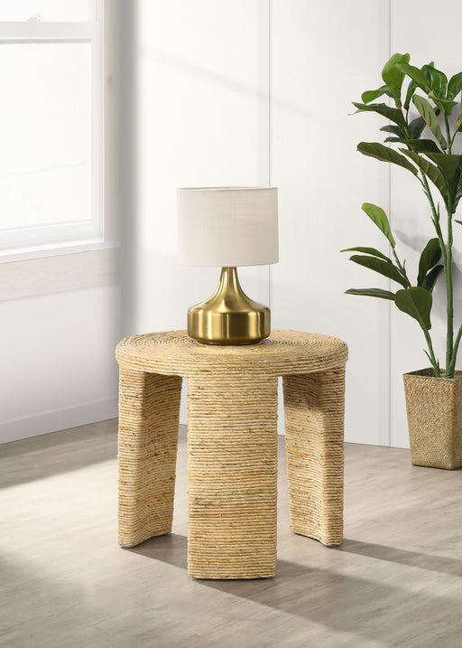 Artina Woven Rattan Round End Table Natural Brown - Theo's Factory Direct Mattress & Furniture (Columbus, OH)