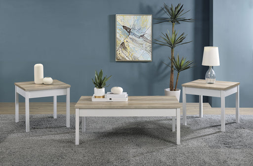 Stacie 3-piece Composite Wood Coffee Table Set Antique Pine and White - Theo's Factory Direct Mattress & Furniture (Columbus, OH)