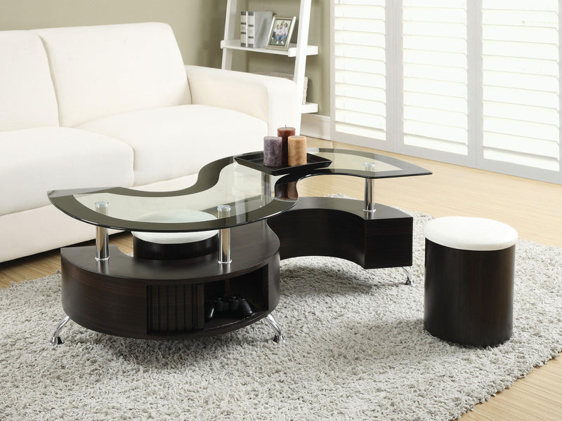 Buckley 3-piece Coffee Table and Stools Set Cappuccino - Theo's Factory Direct Mattress & Furniture (Columbus, OH)