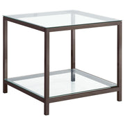 Trini End Table with Glass Shelf Black Nickel - Theo's Factory Direct Mattress & Furniture (Columbus, OH)
