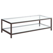 Trini Coffee Table with Glass Shelf Black Nickel - Theo's Factory Direct Mattress & Furniture (Columbus, OH)