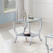 Saide Square End Table with Mirrored Shelf Chrome - Theo's Factory Direct Mattress & Furniture (Columbus, OH)