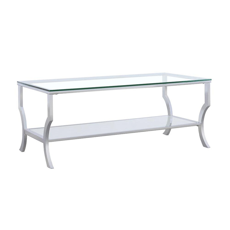 Saide Rectangular Coffee Table with Mirrored Shelf Chrome - Theo's Factory Direct Mattress & Furniture (Columbus, OH)