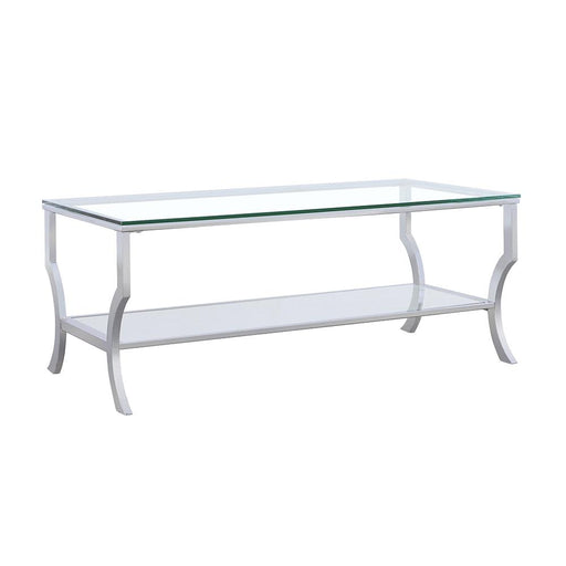Saide Rectangular Coffee Table with Mirrored Shelf Chrome - Theo's Factory Direct Mattress & Furniture (Columbus, OH)