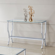 Saide Rectangular Sofa Table with Mirrored Shelf Chrome - Theo's Factory Direct Mattress & Furniture (Columbus, OH)