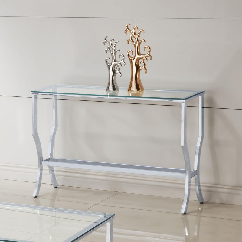 Saide Rectangular Sofa Table with Mirrored Shelf Chrome - Theo's Factory Direct Mattress & Furniture (Columbus, OH)