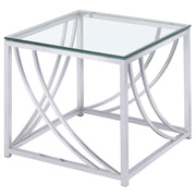Lille Glass Top Square End Table Accents Chrome - Theo's Factory Direct Mattress & Furniture (Columbus, OH)