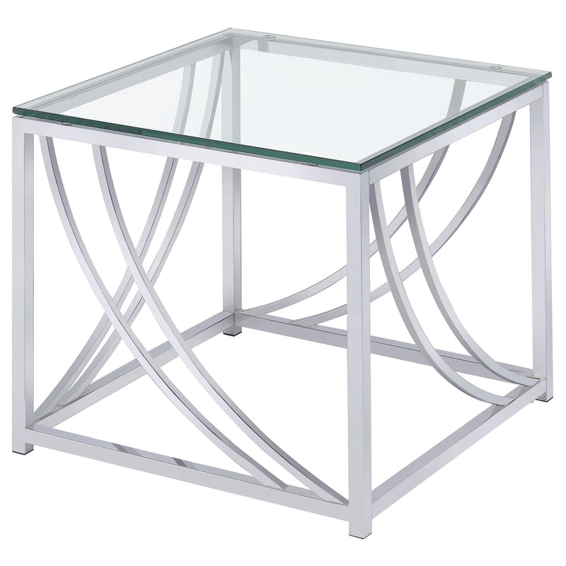 Lille Glass Top Square End Table Accents Chrome - Theo's Factory Direct Mattress & Furniture (Columbus, OH)