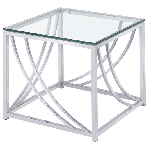 Lille Glass Top Square End Table Accents Chrome - Theo's Factory Direct Mattress & Furniture (Columbus, OH)