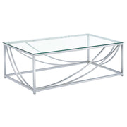 Lille Glass Top Rectangular Coffee Table Accents Chrome - Theo's Factory Direct Mattress & Furniture (Columbus, OH)