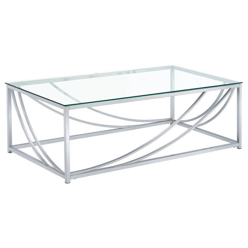 Lille Glass Top Rectangular Coffee Table Accents Chrome - Theo's Factory Direct Mattress & Furniture (Columbus, OH)