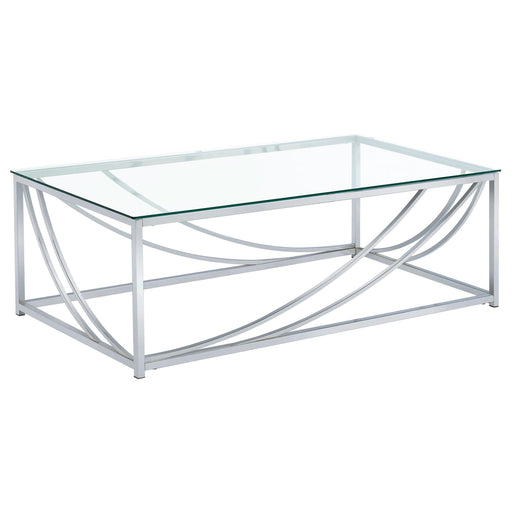 Lille Glass Top Rectangular Coffee Table Accents Chrome - Theo's Factory Direct Mattress & Furniture (Columbus, OH)