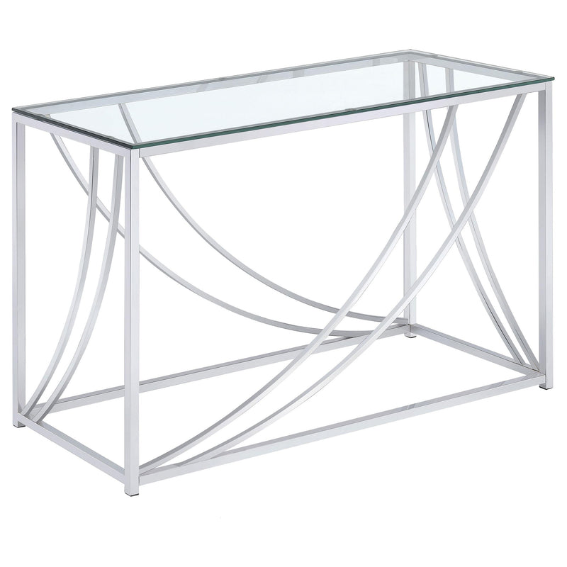 Lille Glass Top Rectangular Sofa Table Accents Chrome - Theo's Factory Direct Mattress & Furniture (Columbus, OH)
