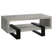 Dinard Coffee Table with Shelf Grey Driftwood - Theo's Factory Direct Mattress & Furniture (Columbus, OH)