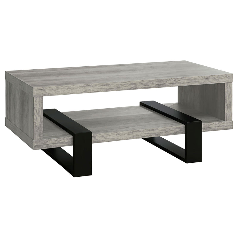 Dinard Coffee Table with Shelf Grey Driftwood - Theo's Factory Direct Mattress & Furniture (Columbus, OH)