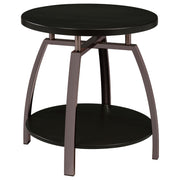 Dacre Round End Table Dark Grey and Black Nickel - Theo's Factory Direct Mattress & Furniture (Columbus, OH)