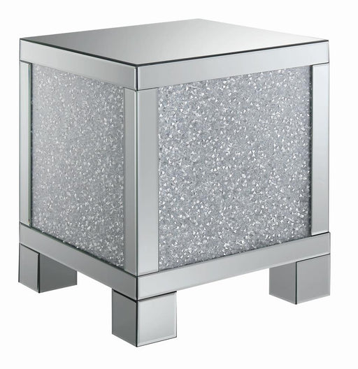 Gillian Square End Table Silver and Clear Mirror - Theo's Factory Direct Mattress & Furniture (Columbus, OH)