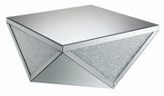 Amore Square Coffee Table with Triangle Detailing Silver and Clear Mirror - Theo's Factory Direct Mattress & Furniture (Columbus, OH)