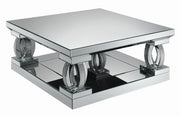 Amalia Square Coffee Table with Lower Shelf Clear Mirror - Theo's Factory Direct Mattress & Furniture (Columbus, OH)
