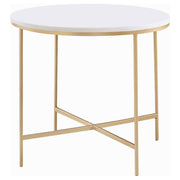 Ellison Round X-cross End Table White and Gold - Theo's Factory Direct Mattress & Furniture (Columbus, OH)