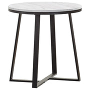 Hugo Metal Base Round End Table White and Matte Black - Theo's Factory Direct Mattress & Furniture (Columbus, OH)