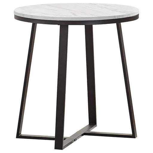 Hugo Metal Base Round End Table White and Matte Black - Theo's Factory Direct Mattress & Furniture (Columbus, OH)