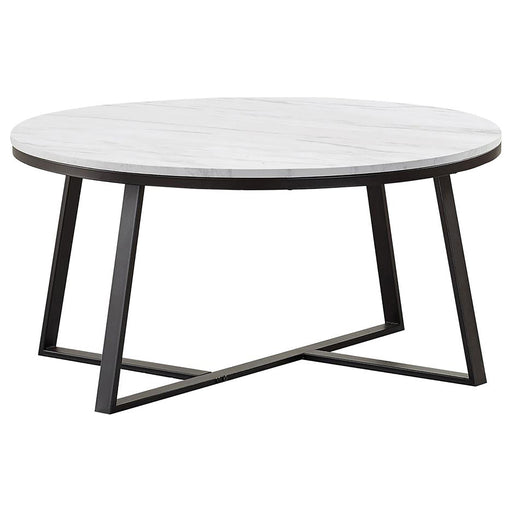 Hugo Round Coffee Table White and Matte Black - Theo's Factory Direct Mattress & Furniture (Columbus, OH)