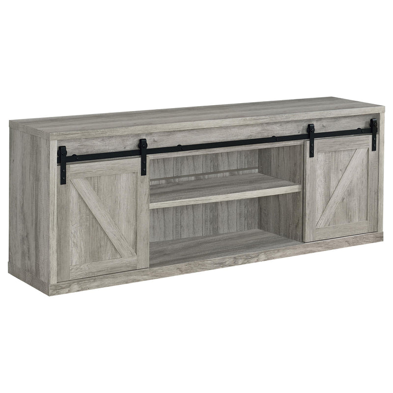 Brockton 71-inch 3-shelf Sliding Doors TV Console Grey Driftwood - Theo's Factory Direct Mattress & Furniture (Columbus, OH)