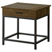 Byers Square 1-drawer End Table Brown Oak and Sandy Black - Theo's Factory Direct Mattress & Furniture (Columbus, OH)