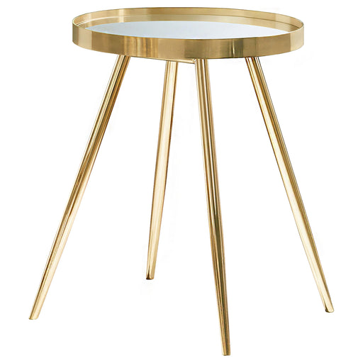 Kaelyn Round Mirror Top End Table Gold - Theo's Factory Direct Mattress & Furniture (Columbus, OH)