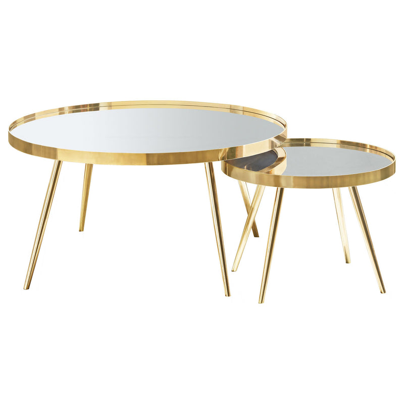 Kaelyn 2-piece Mirror Top Nesting Coffee Table Mirror and Gold - Theo's Factory Direct Mattress & Furniture (Columbus, OH)