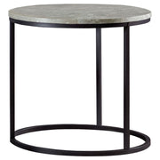 Lainey Faux Marble Round Top End Table Grey and Gunmetal - Theo's Factory Direct Mattress & Furniture (Columbus, OH)