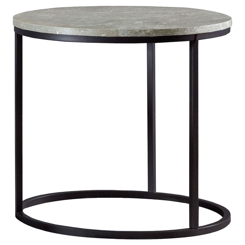 Lainey Faux Marble Round Top End Table Grey and Gunmetal - Theo's Factory Direct Mattress & Furniture (Columbus, OH)
