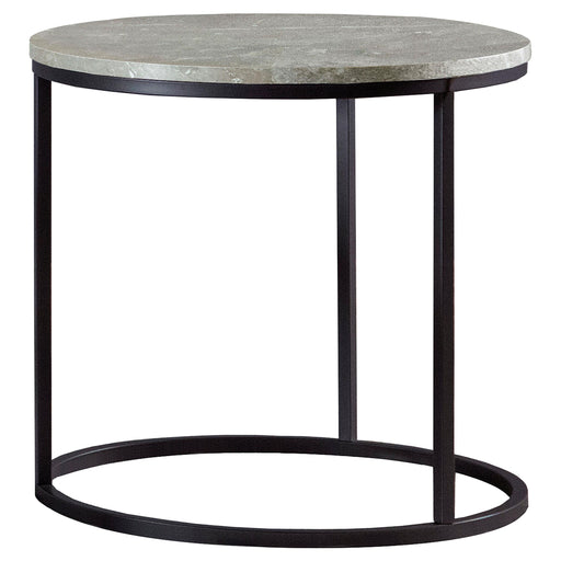 Lainey Faux Marble Round Top End Table Grey and Gunmetal - Theo's Factory Direct Mattress & Furniture (Columbus, OH)