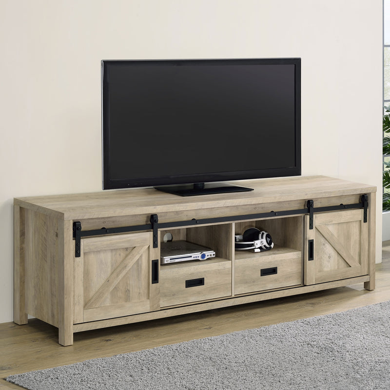 Madra Rectangular TV Console with 2 Sliding Doors - Theo's Factory Direct Mattress & Furniture (Columbus, OH)