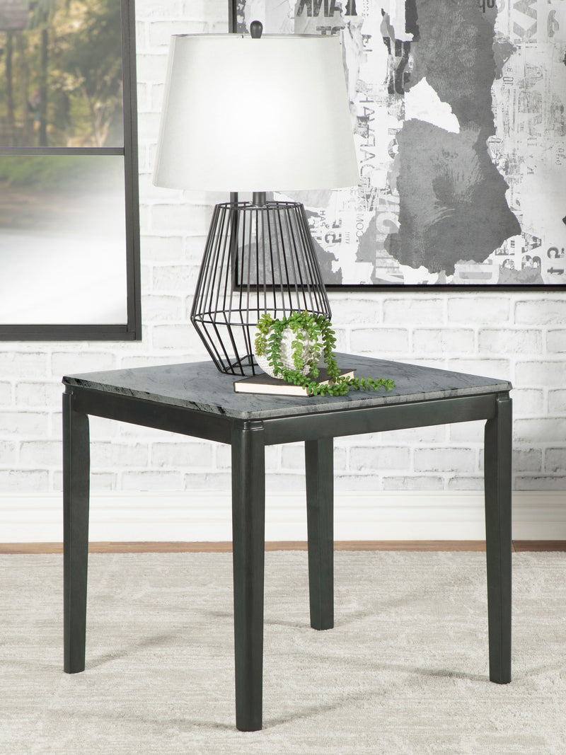 Mozzi Square End Table Faux Grey Marble and Black - Theo's Factory Direct Mattress & Furniture (Columbus, OH)
