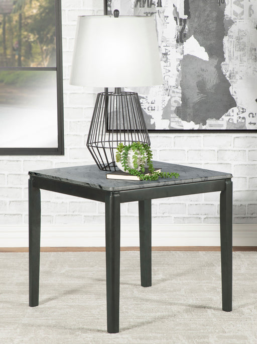 Mozzi Square End Table Faux Grey Marble and Black - Theo's Factory Direct Mattress & Furniture (Columbus, OH)